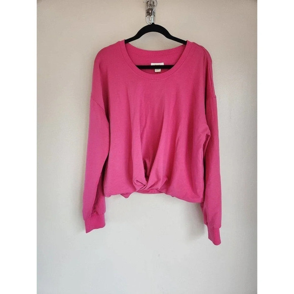 NWT ANTHROPOLOGIE Maeve Twist-Front Sweatshirt Size XL Pink - Picture 2 of 12